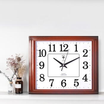 北极星（POLARIS）静音客厅钟表 简约创意时钟 时尚石英钟挂表 木纹色